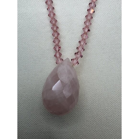 Miriam Haskell Pink Crystal Necklace Faceted Drop Vintage Signed Rare Estate - Picture 7 of 10